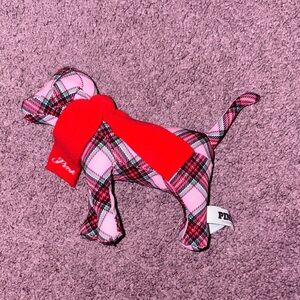 PINK Victoria's Secret Checkered Dog Toy with Red Accent